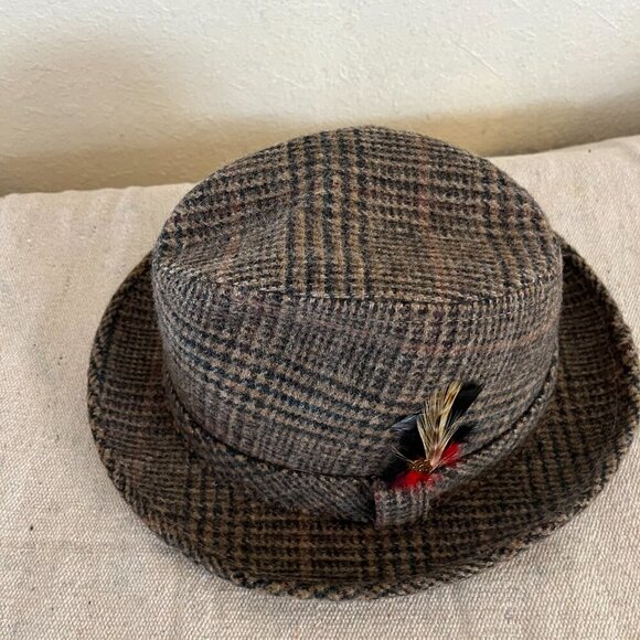 Stetson Men's Plaid Wool Felt Debonair Sophisticated Tweed Fedora Hat Sz 7 1/4" - Picture 5 of 12